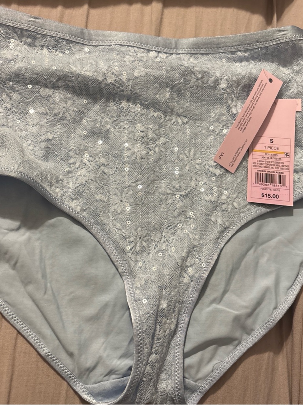 wild fable Light Blue Sequin Lace High-Waist Bikini Panty